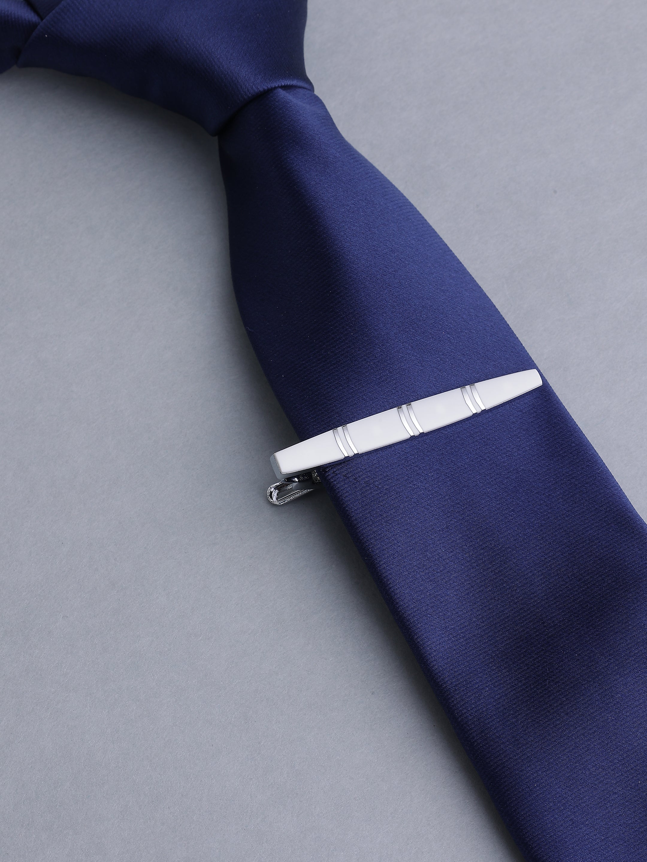 White Enamel & Silver Toned Tie Pin