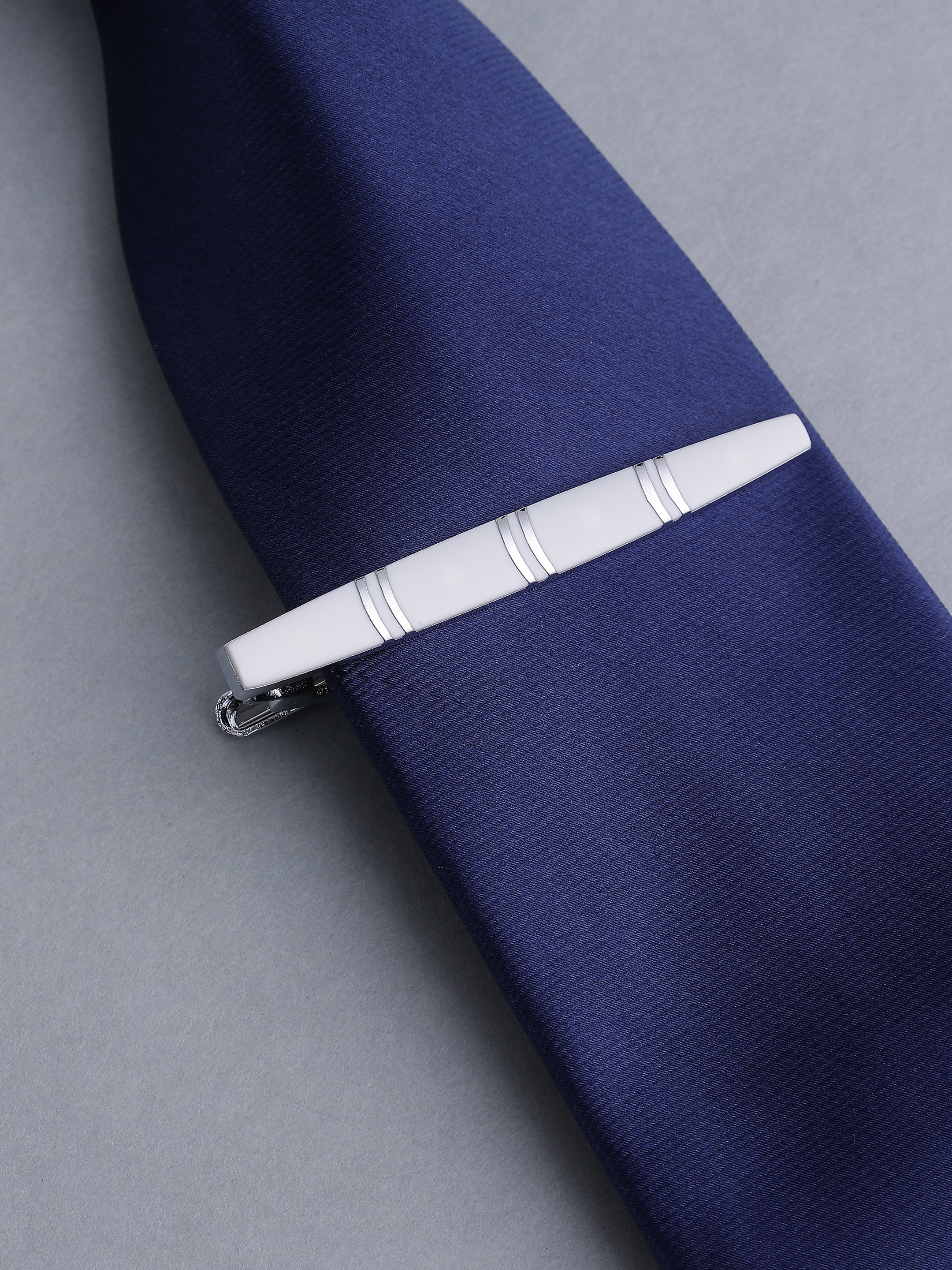 White Enamel & Silver Toned Tie Pin