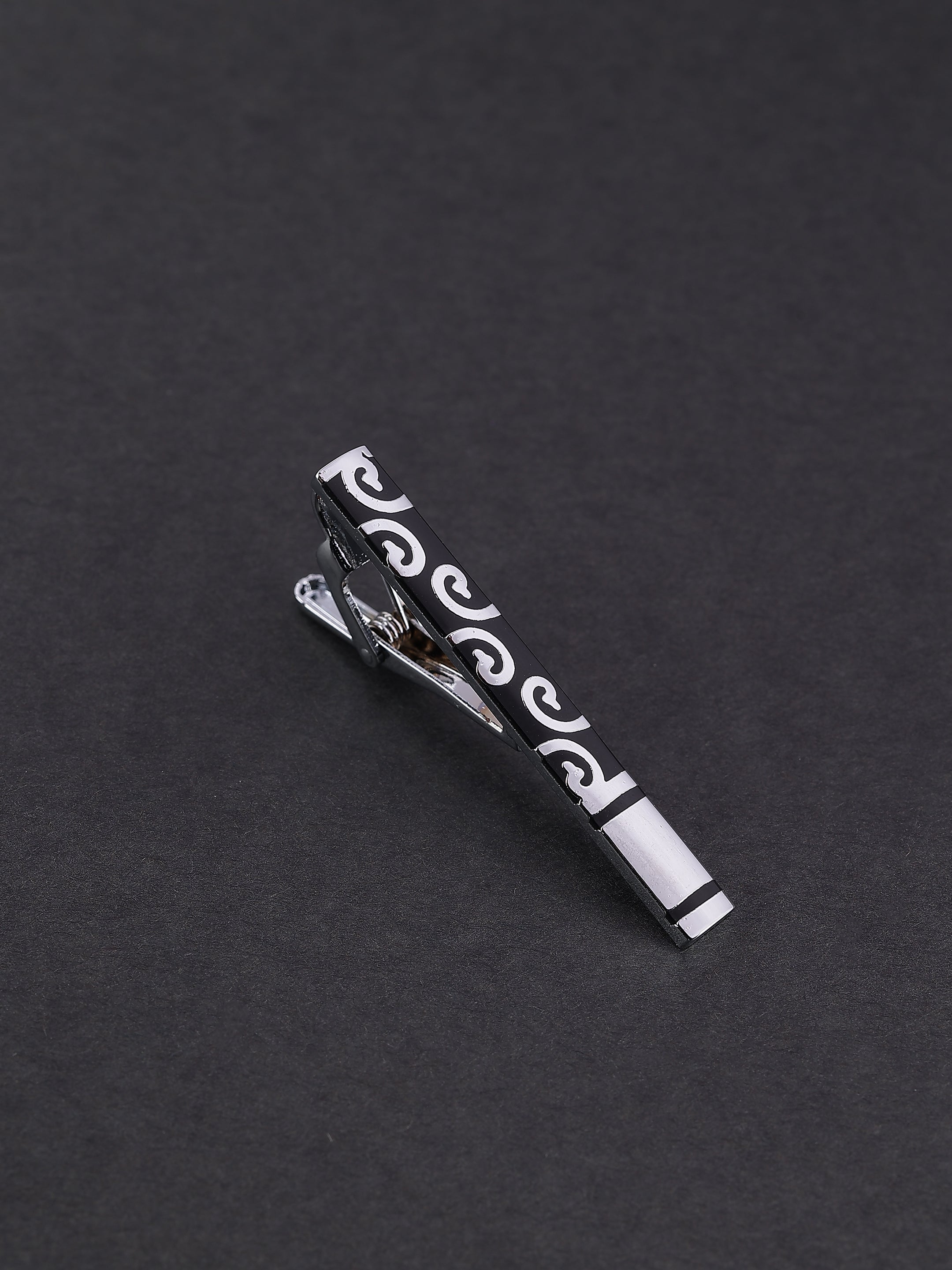 Black & Silver Filigree Scroll Tie Pin