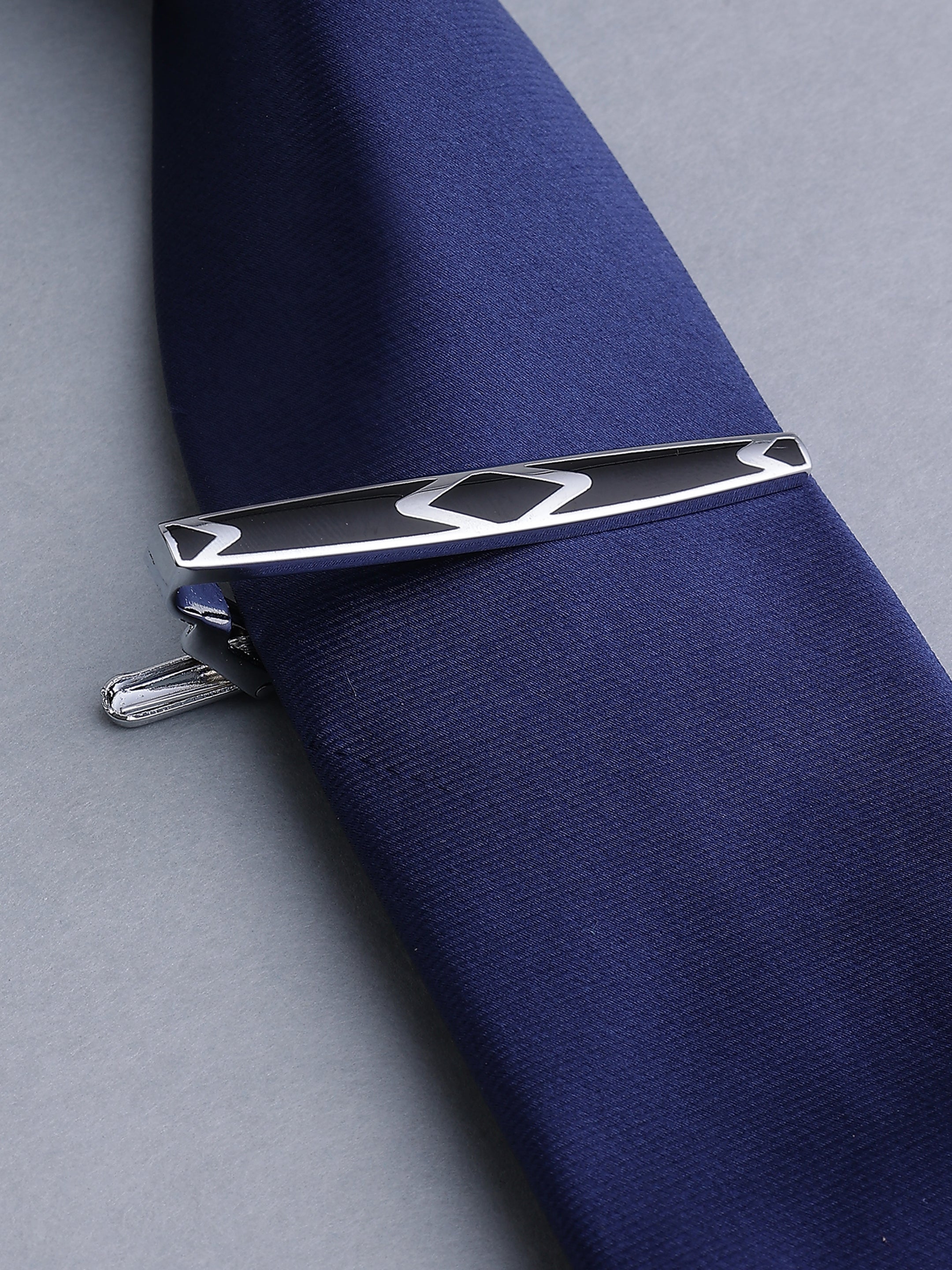 Black & Silver Geometric Diamond Tie Pin