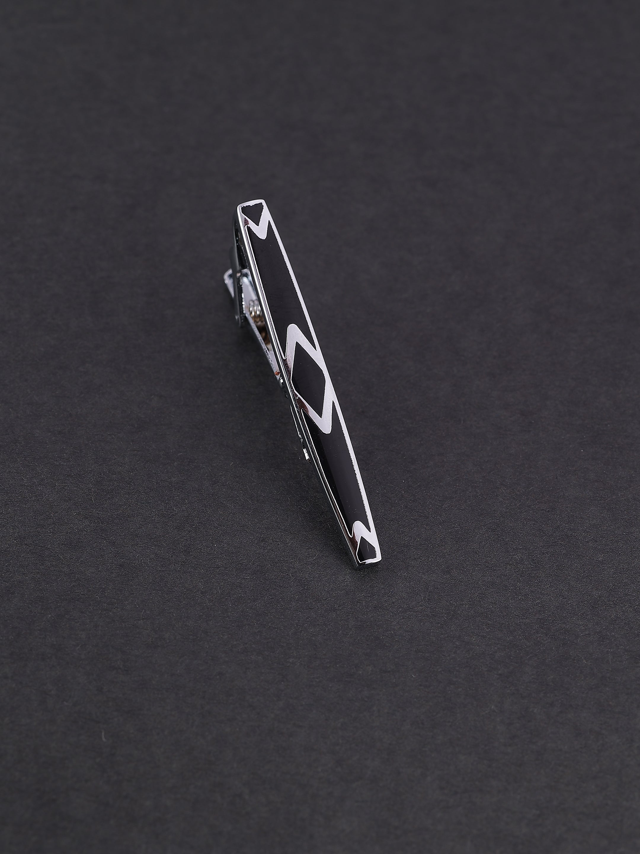 Black & Silver Geometric Diamond Tie Pin