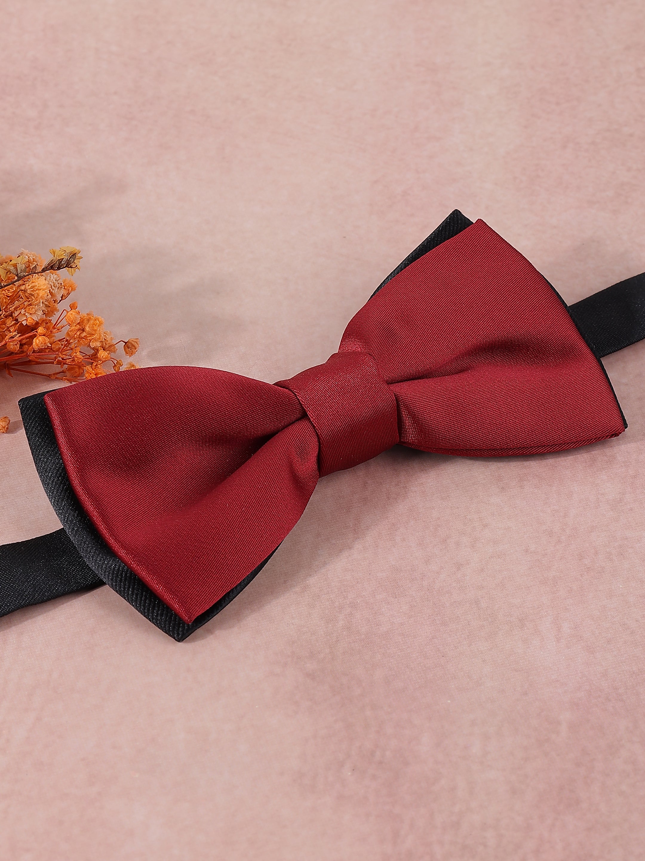 Crimson and Black Dual-Layer Bow Tie