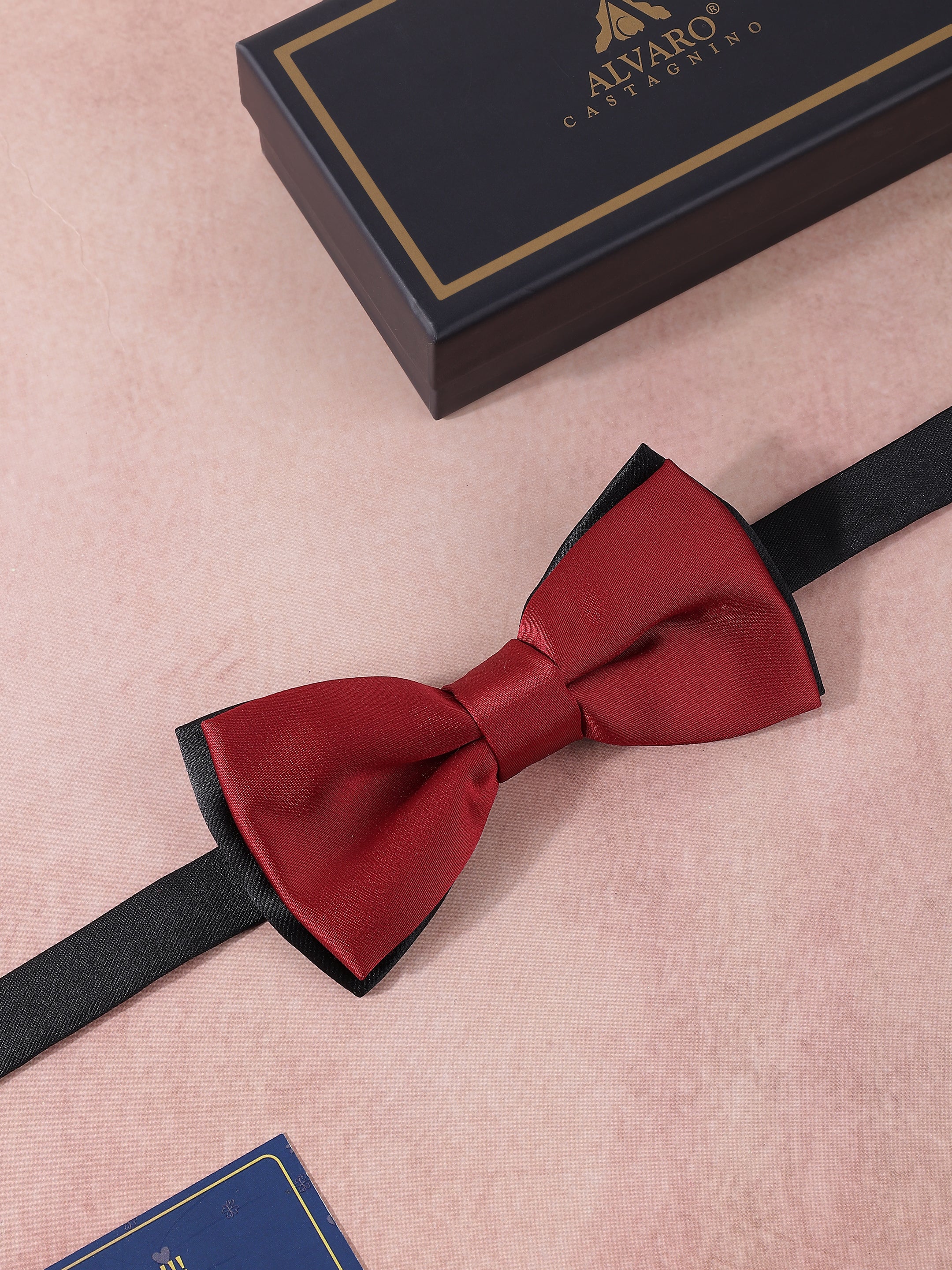 Crimson and Black Dual-Layer Bow Tie