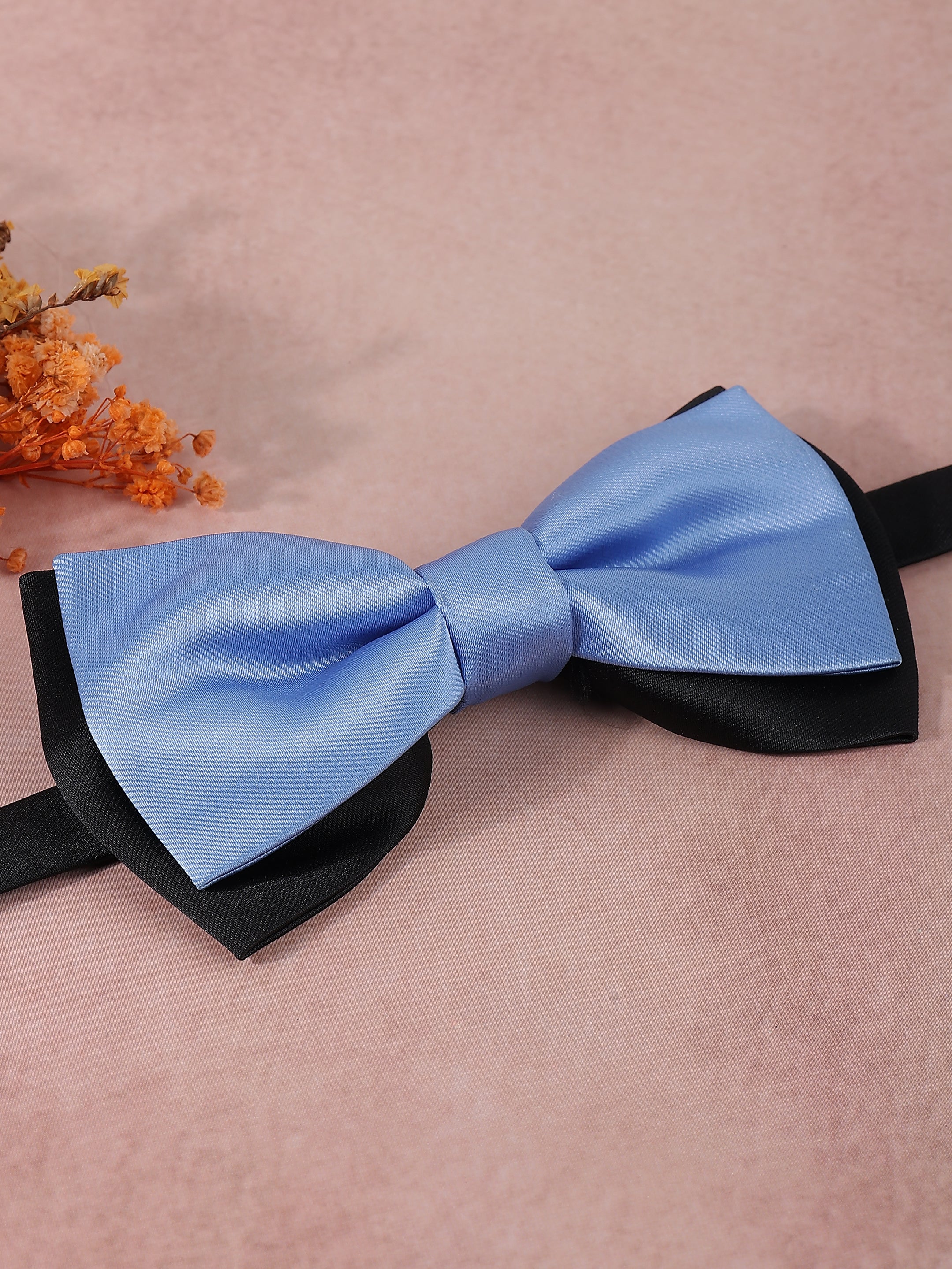Periwinkle and Black Dual-Layer Bow Tie