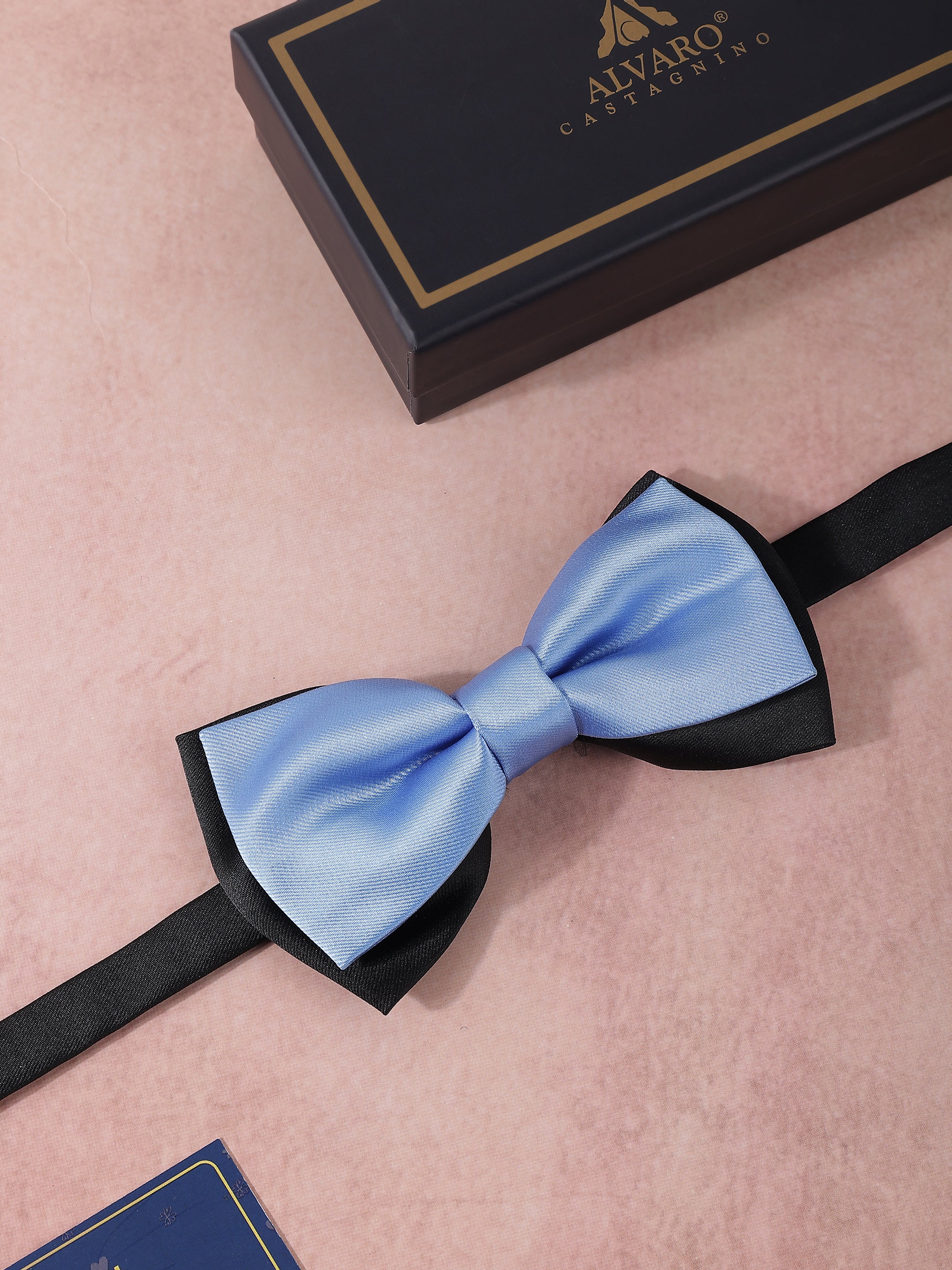 Periwinkle and Black Dual-Layer Bow Tie