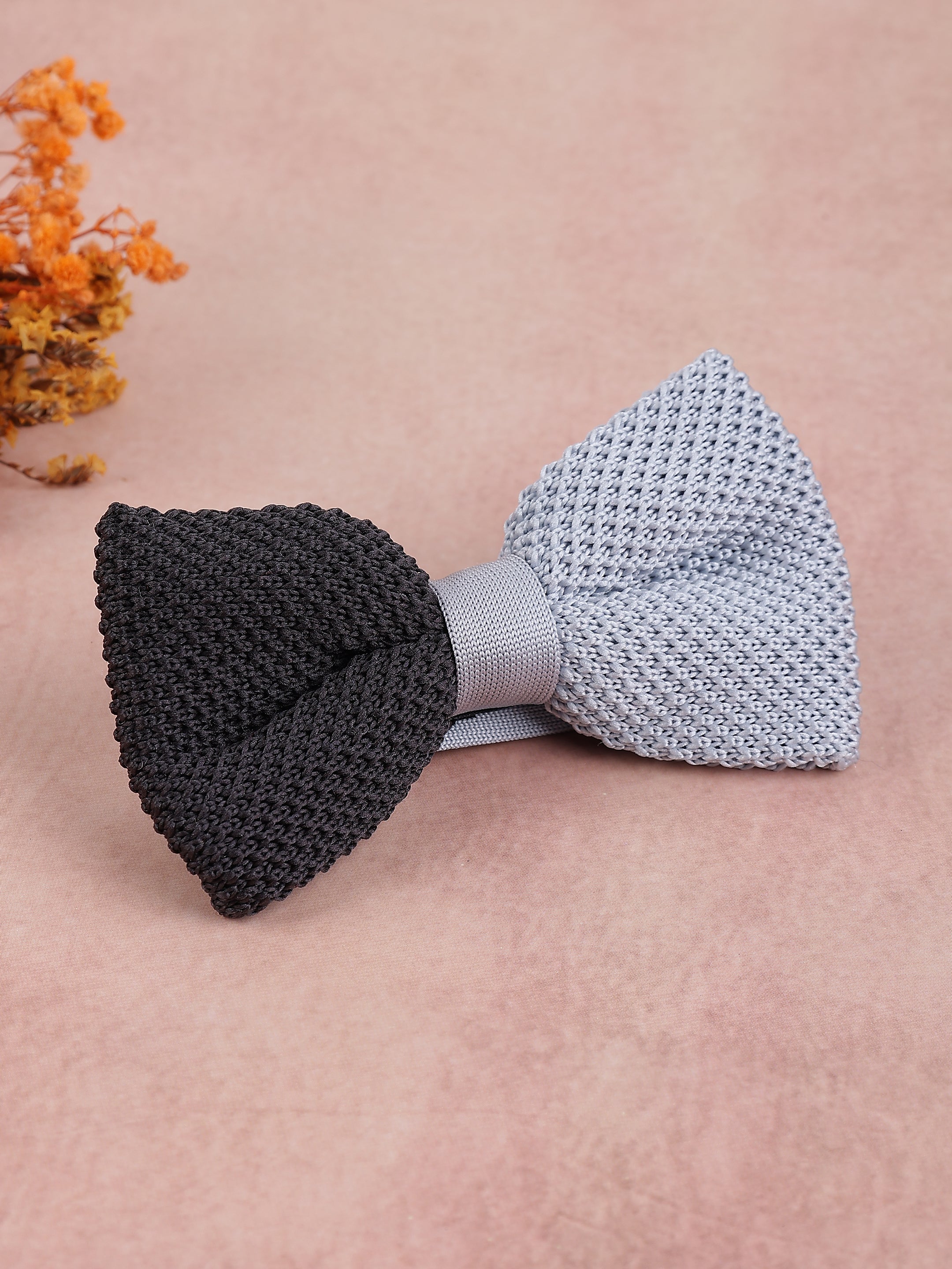 Charcoal & Grey Two-Tone Knit Bow Tie