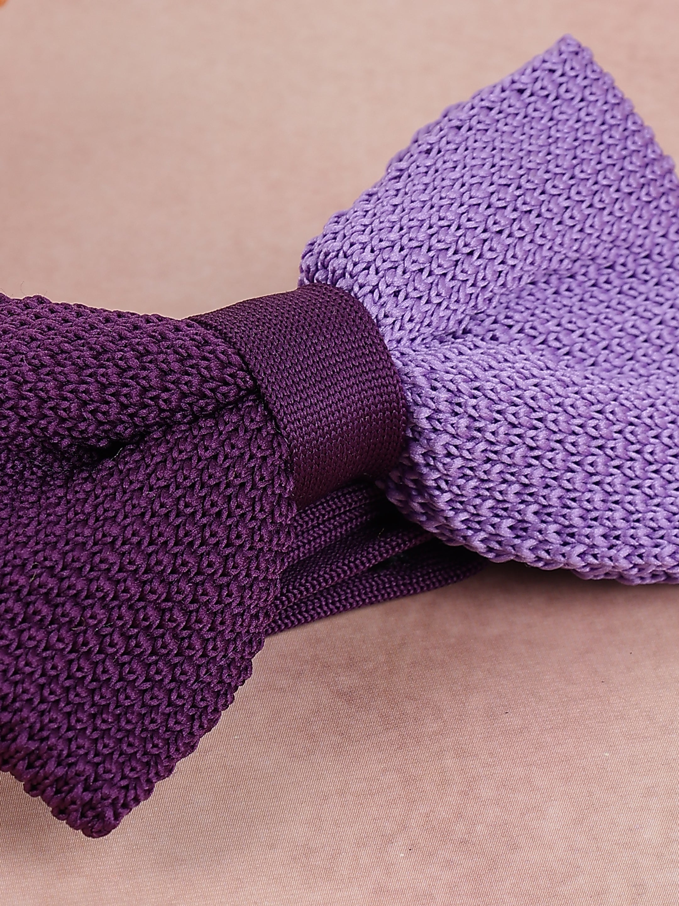 Purple Two-Tone Knit Bow Tie