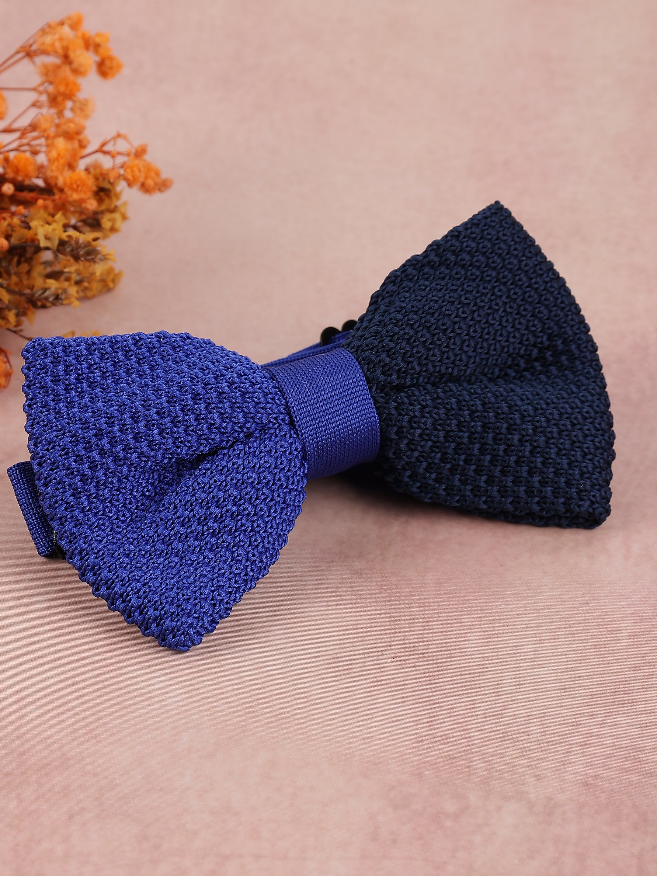 Blue & Navy Two-Tone Knit Bow Tie