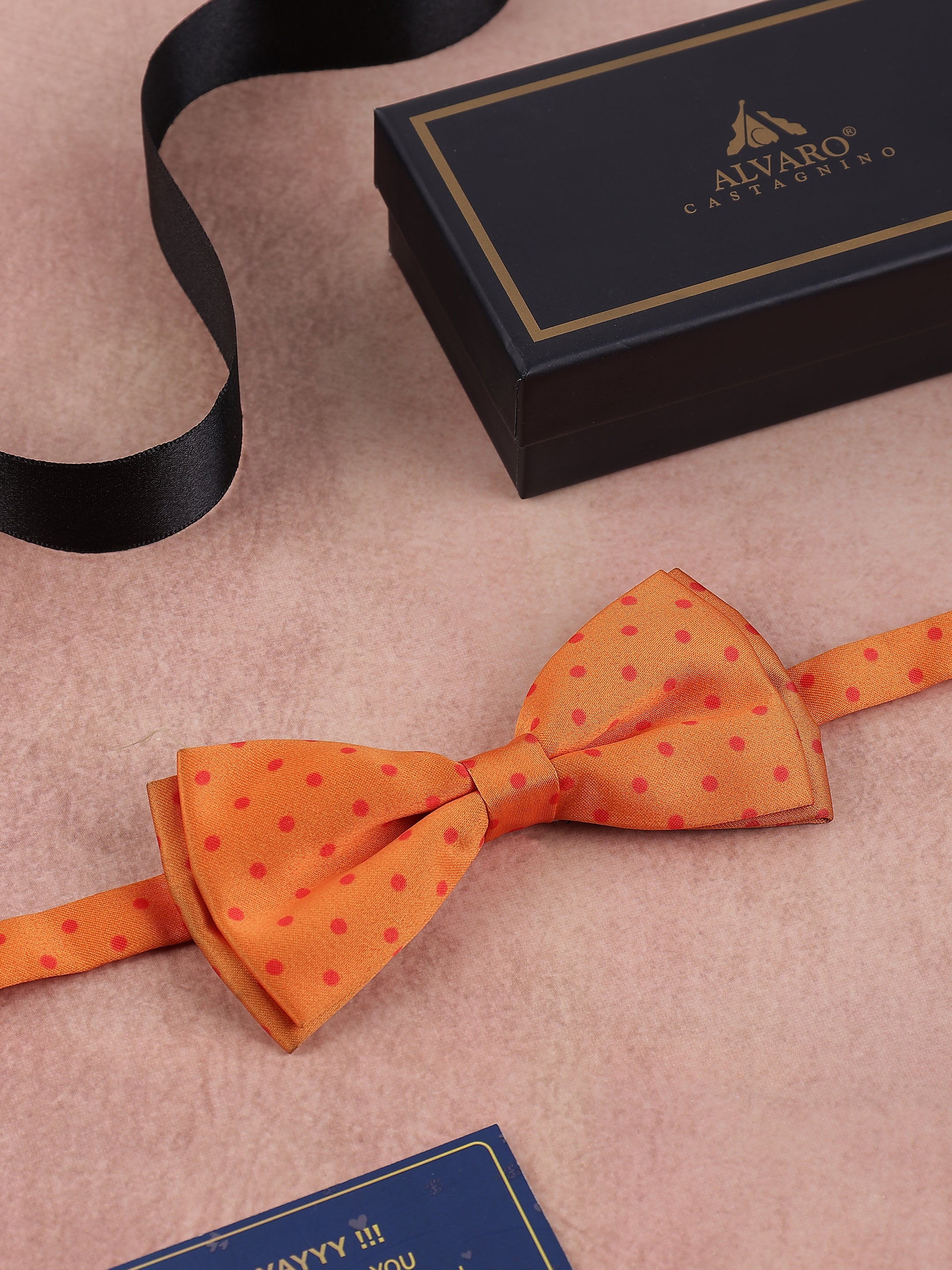Orange and Red Polka Dot Bow Tie