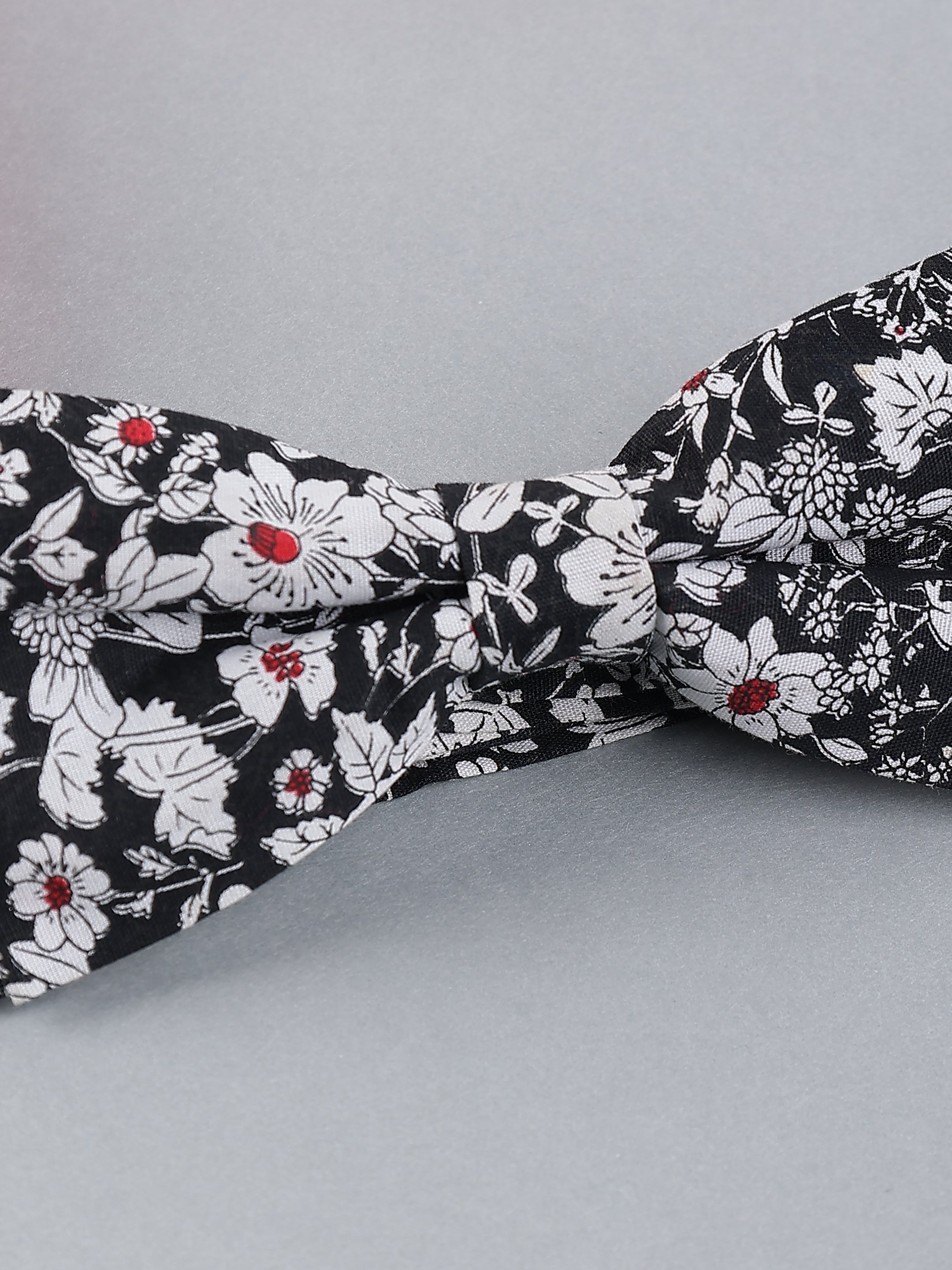 Black and White Floral Bow Tie