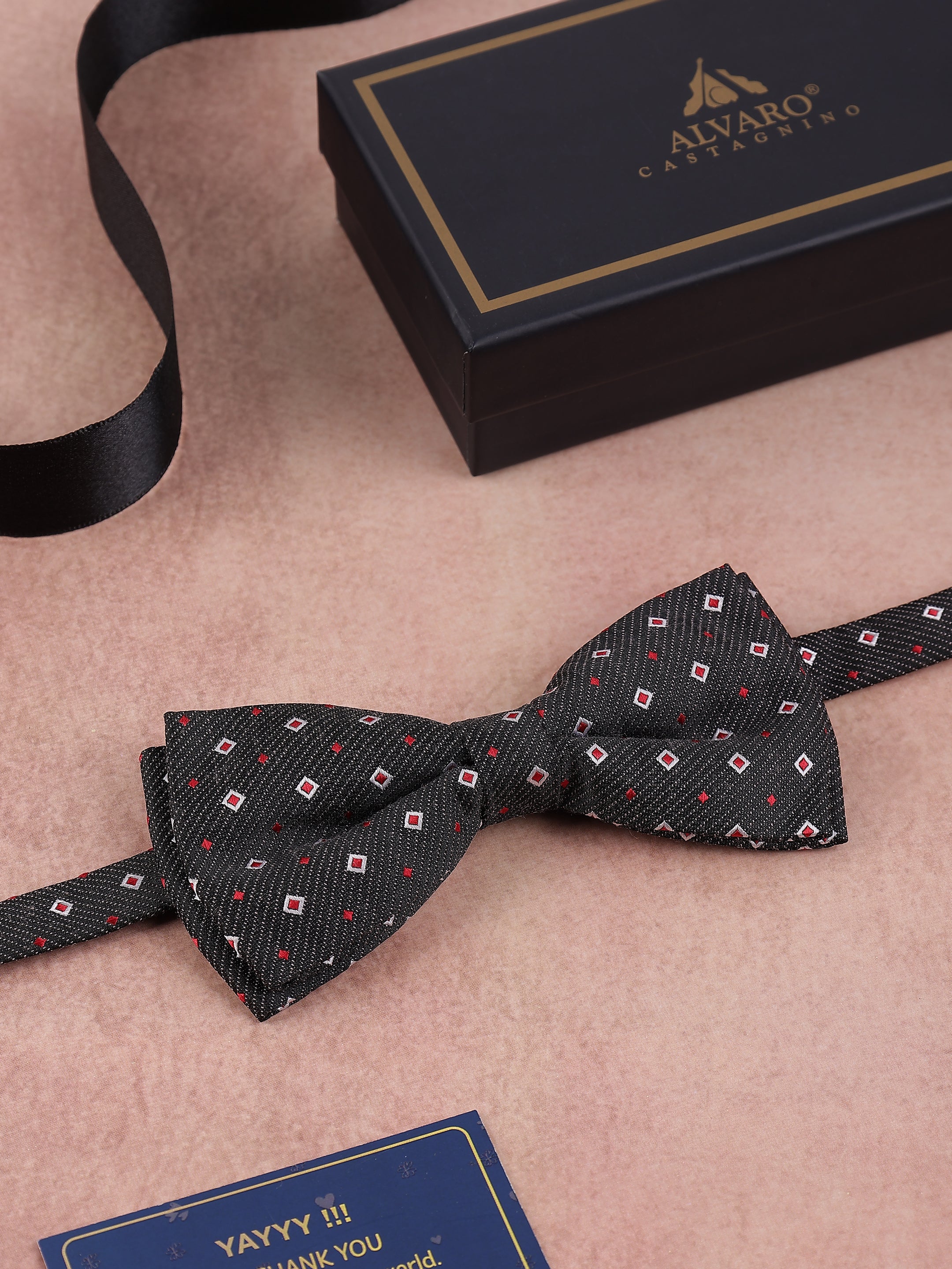 Grey Geometric Square Bow Tie