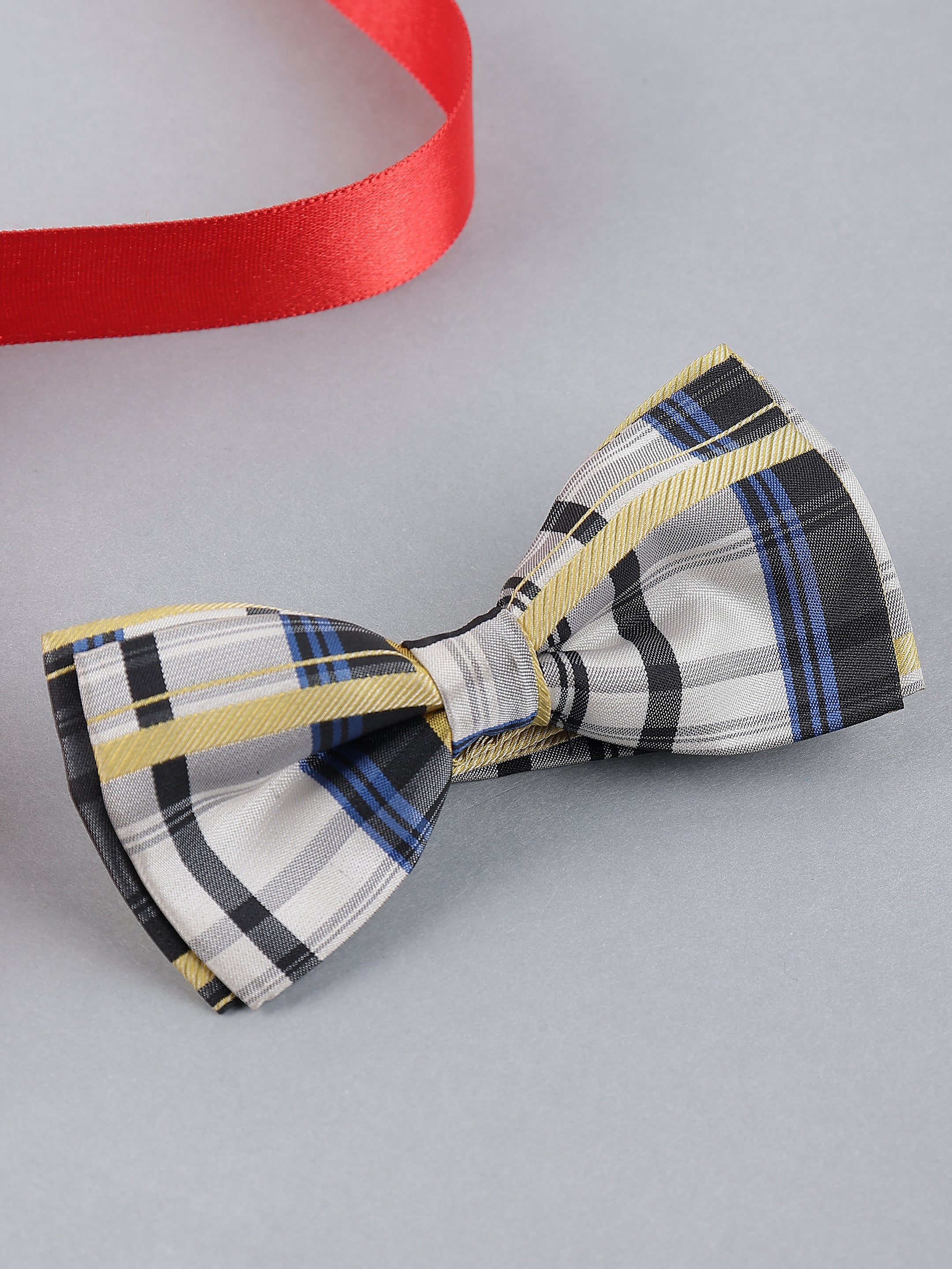 Multi-Stripe Plaid Bow Tie