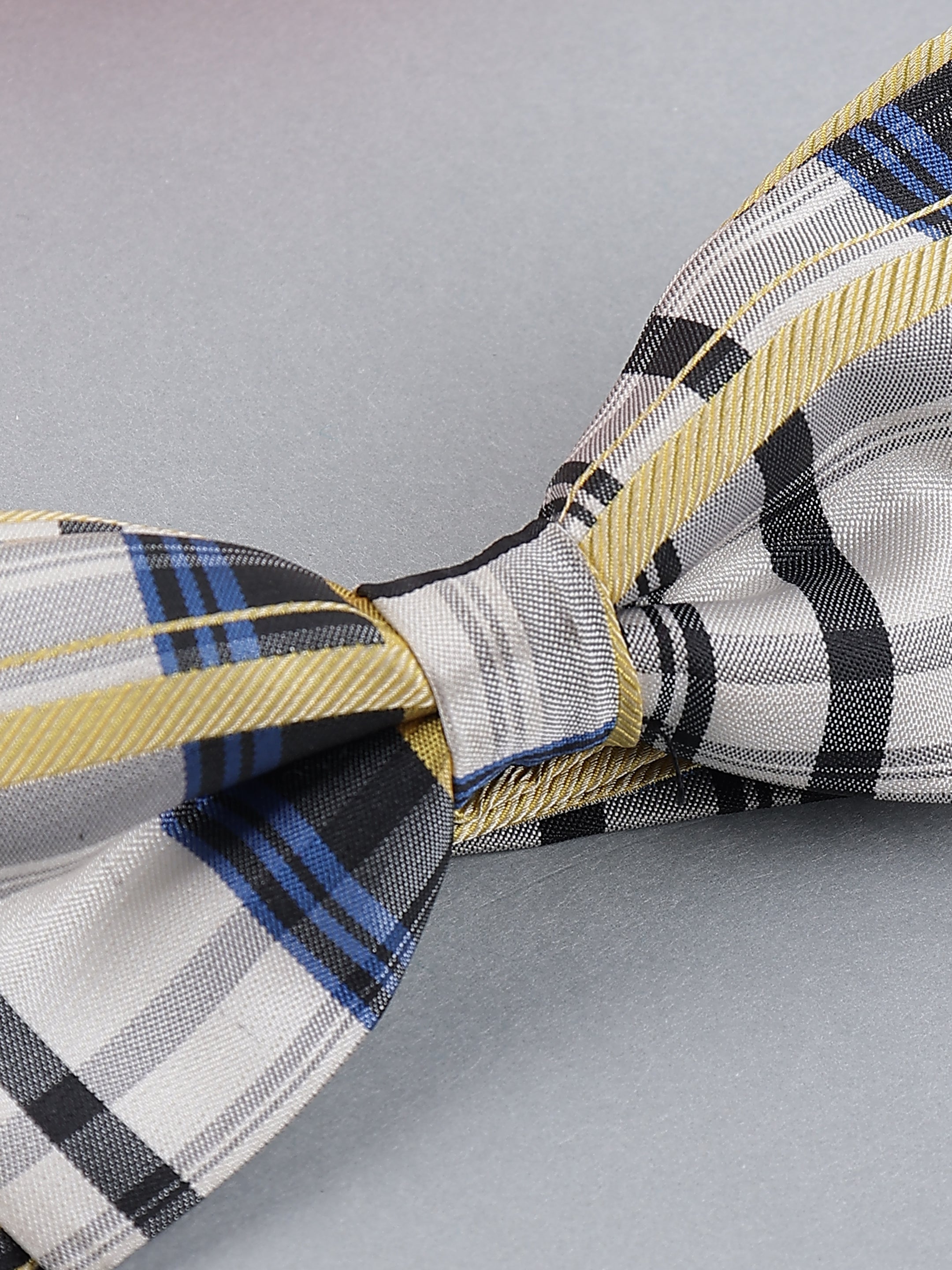 Multi-Stripe Plaid Bow Tie