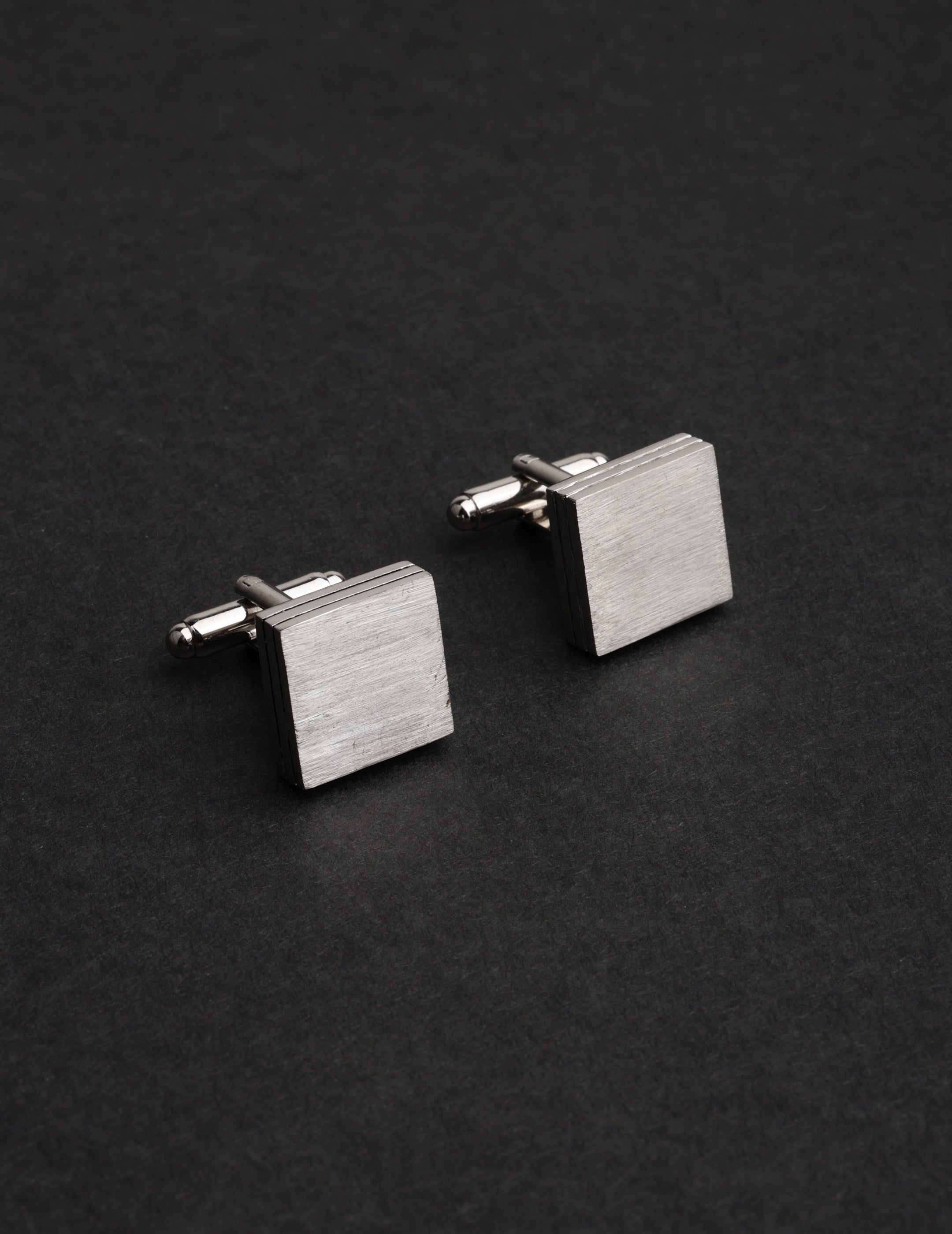 Brushed Silver Square Cufflinks