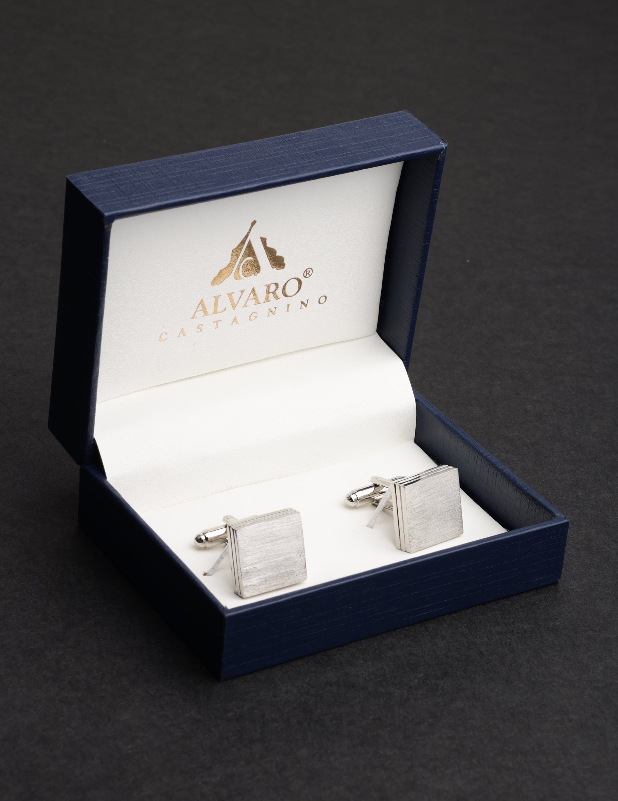 Brushed Silver Square Cufflinks