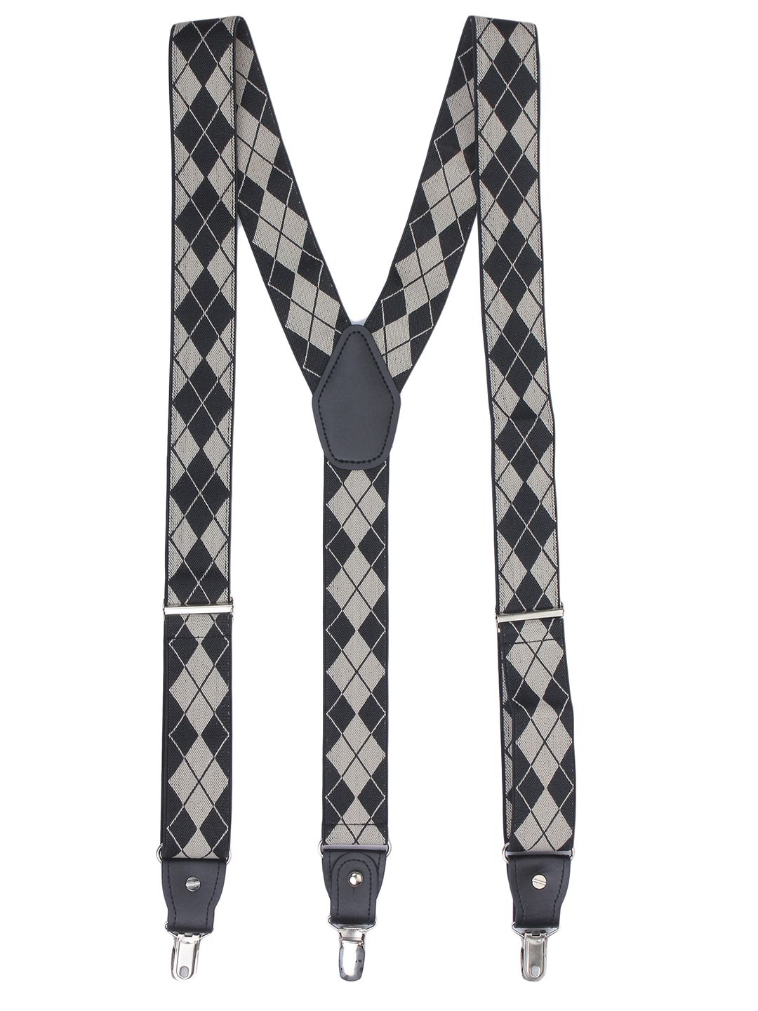 Black & Grey Argyle Y-Back Suspenders