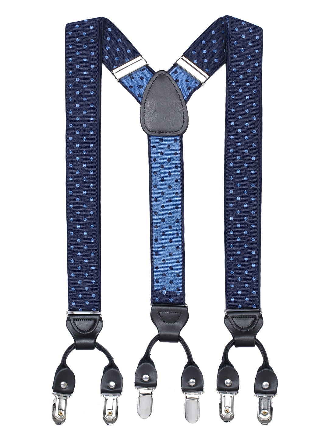 Men’s Navy Blue Polka Dot Y-Back Suspenders