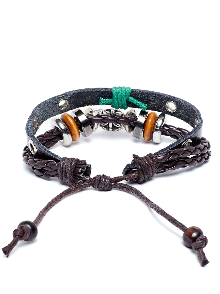 Brown Leather Multistrand Handcrafted Bracelet