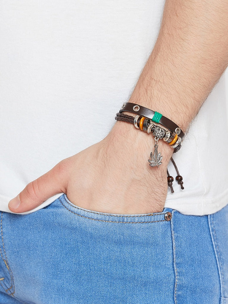 Brown Leather Multistrand Handcrafted Bracelet