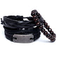 Alvaro Castagnino Black Leather Wraparound Handcrafted Bracelet