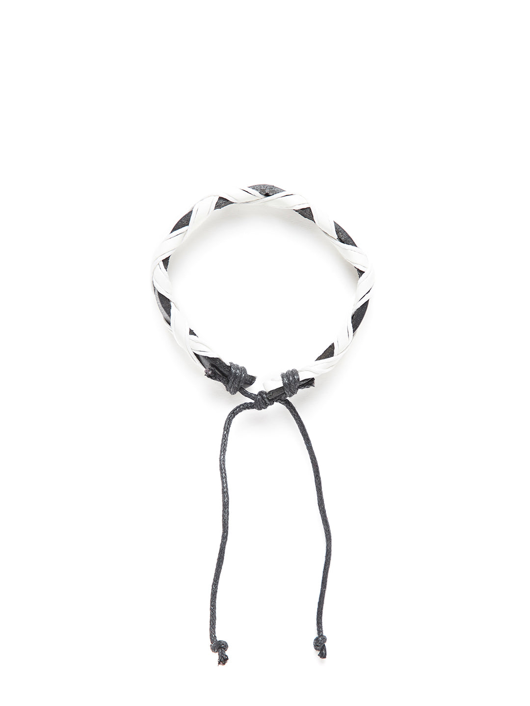Alvaro Castagnino Black and white Leather Wraparound Bracelet