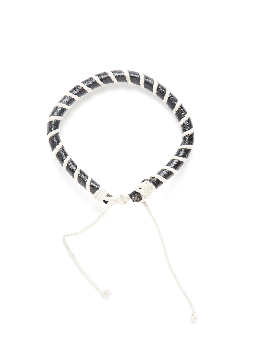 Alvaro Castagnino Black and white Leather Wraparound Bracelet