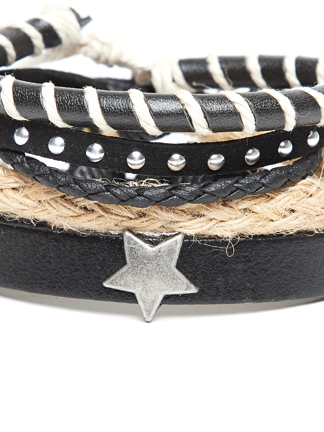 Alvaro Castagnino Black and white Leather Wraparound Bracelet