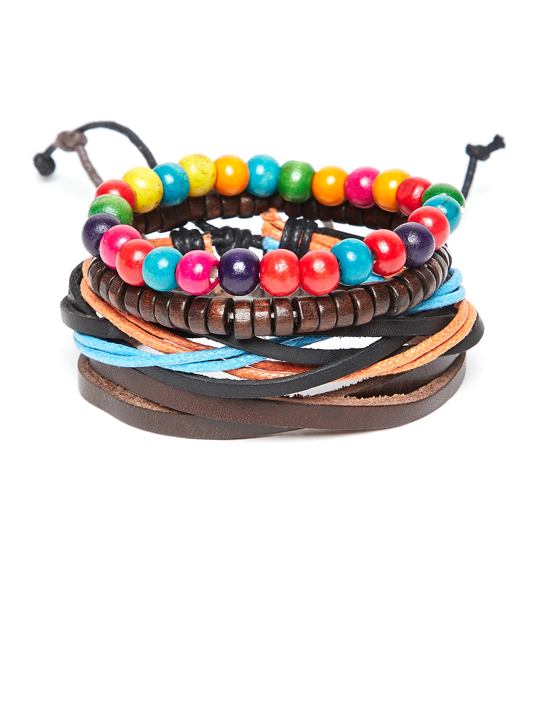 Alvaro Castagnino Men Multicoloured PU Elasticated Bracelet