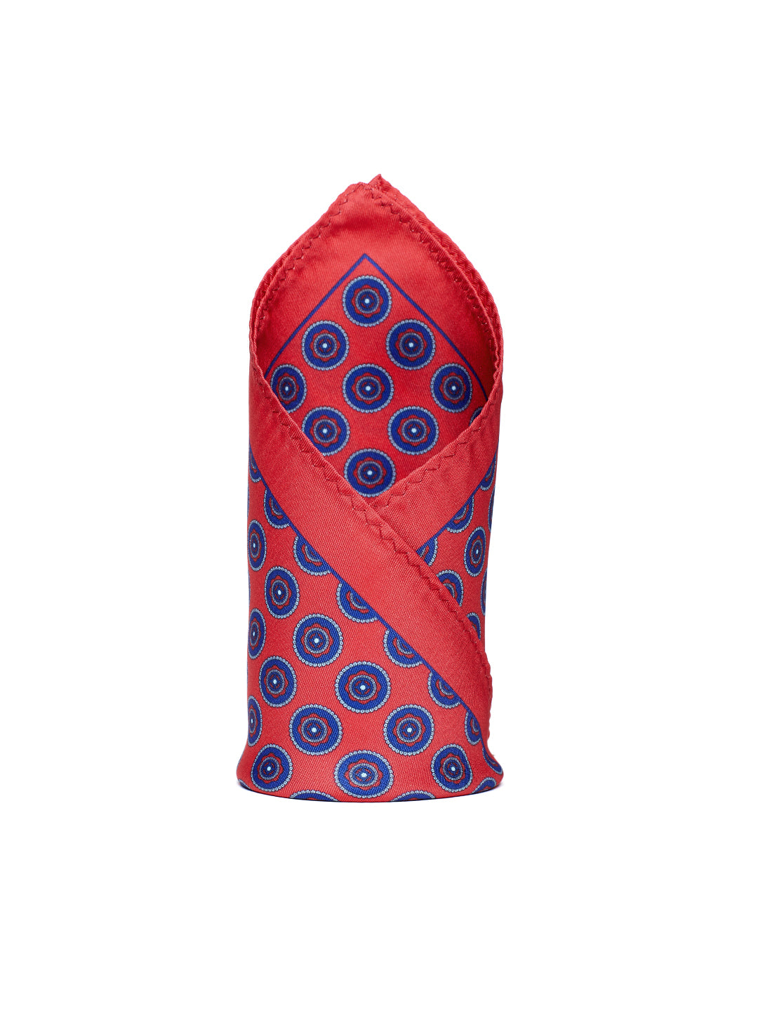 Red & Blue Concentric Medallion Pocket Square