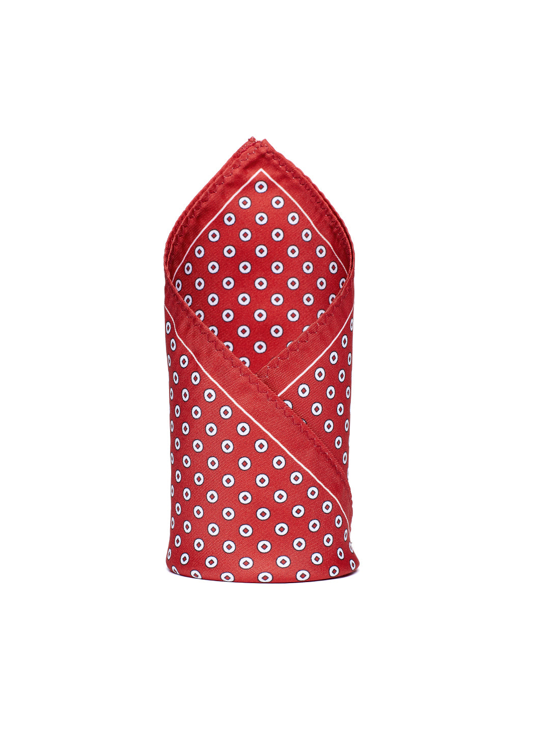 Red Geometric Medallion Pocket Square
