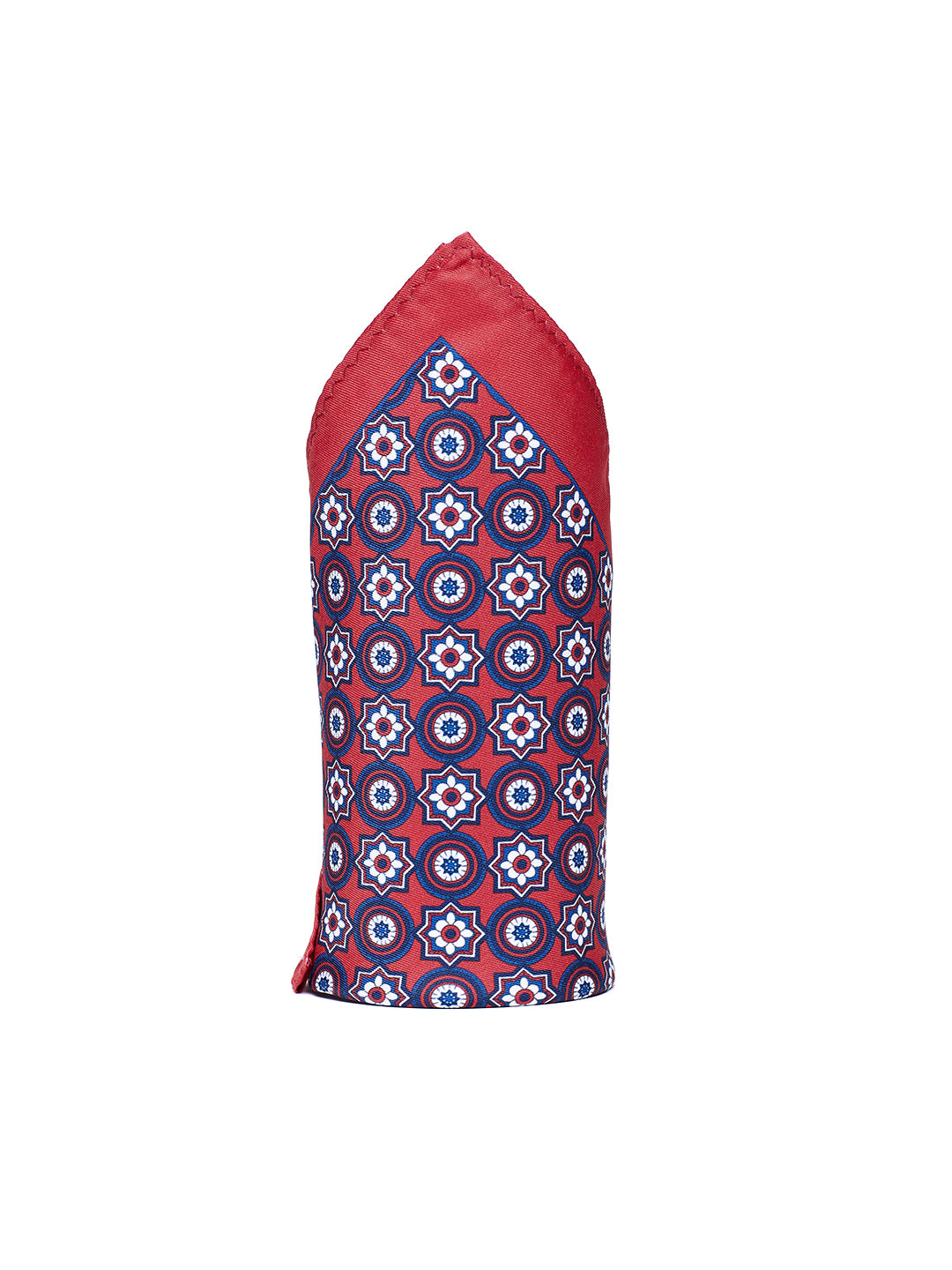 Red Dual-Motif Geometric Pocket Square