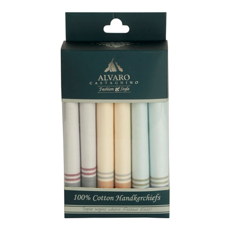 Alvaro Castagnino Men's Cotton Multi Color 6 Pcs Set Handkerchief