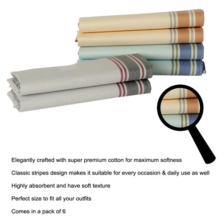Soft Cotton Striped Handkerchiefs Multicolor Classic Design
