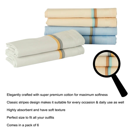 Soft Cotton Multicolor Handkerchiefs Classic Striped Design