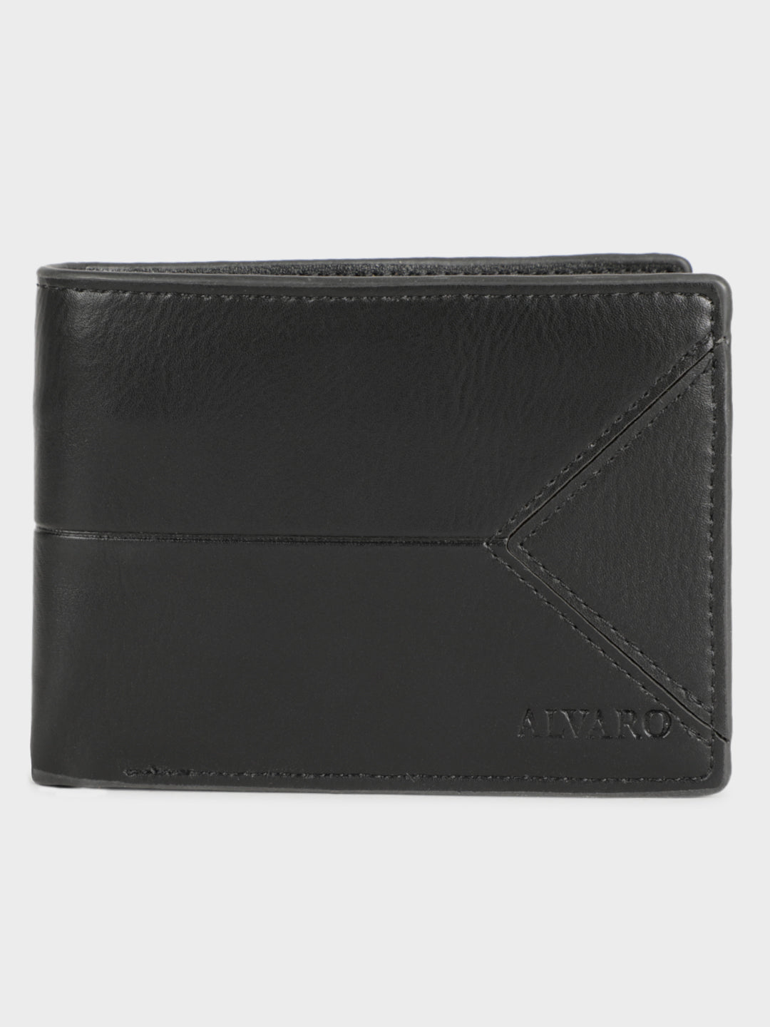 Black Triangle Panel Leather Wallet