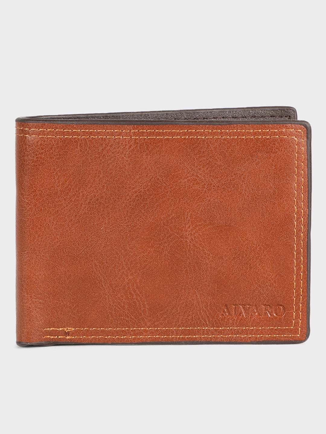Tan Contrast Stitch Leather Wallet