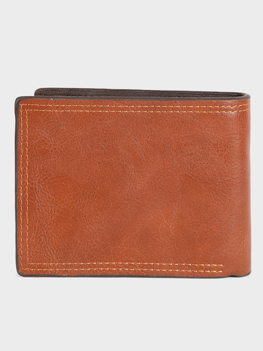 Tan Contrast Stitch Leather Wallet