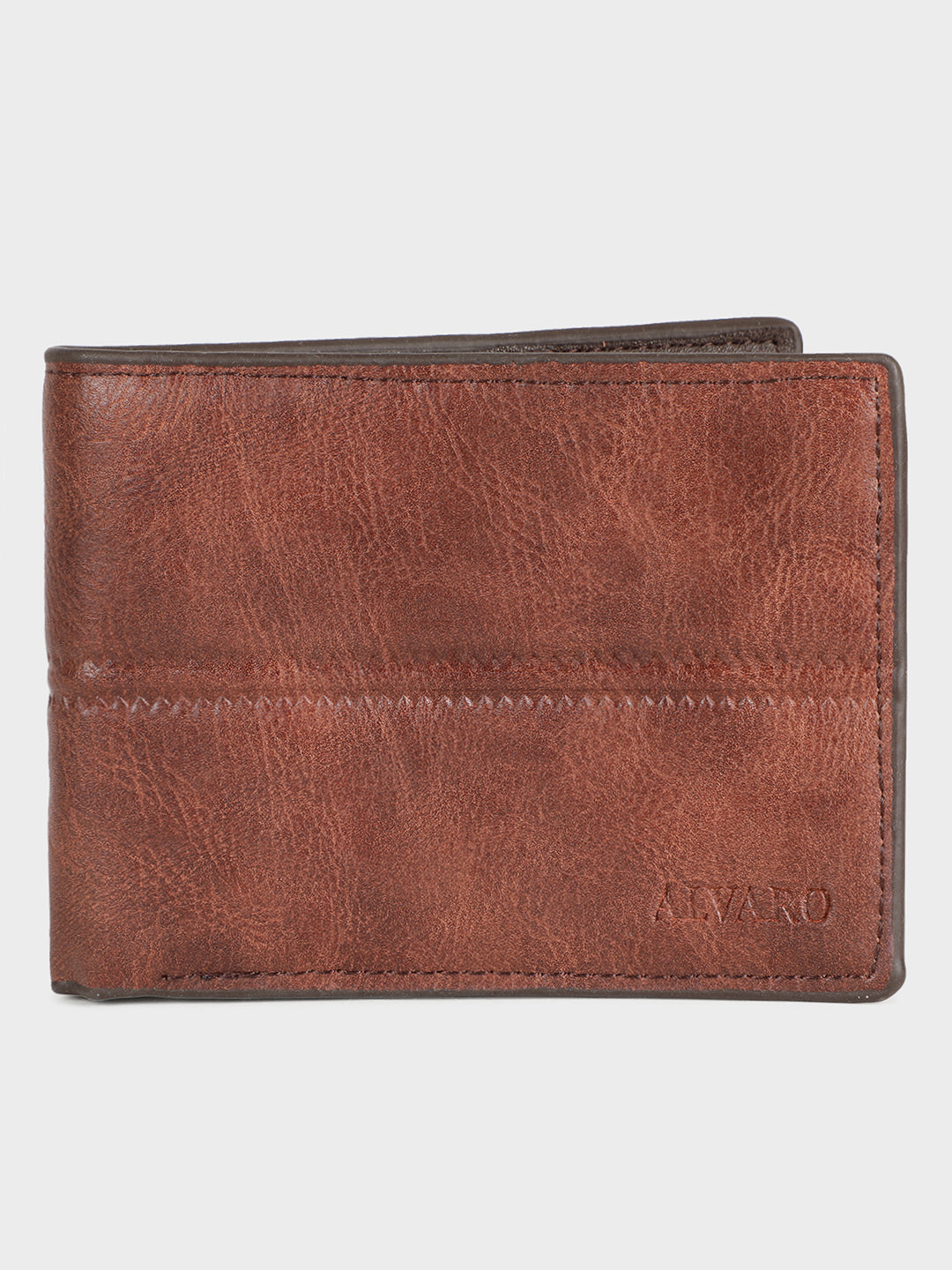 Brown Panel Stitch Leather Wallet