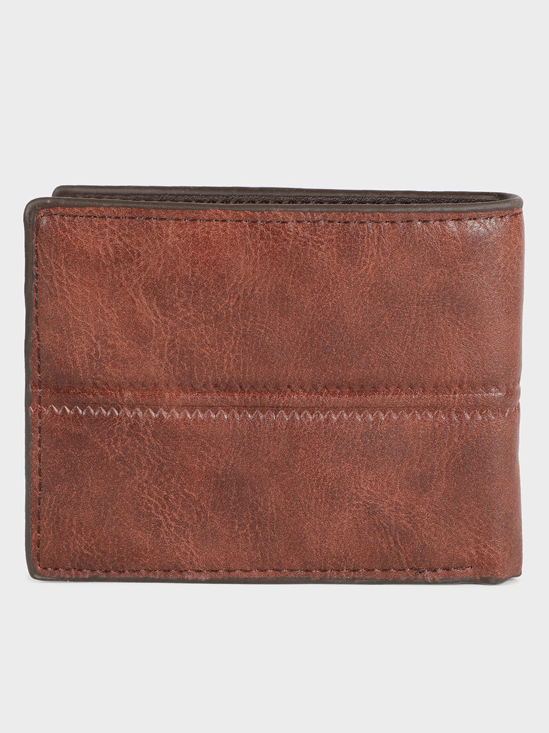 Brown Panel Stitch Leather Wallet
