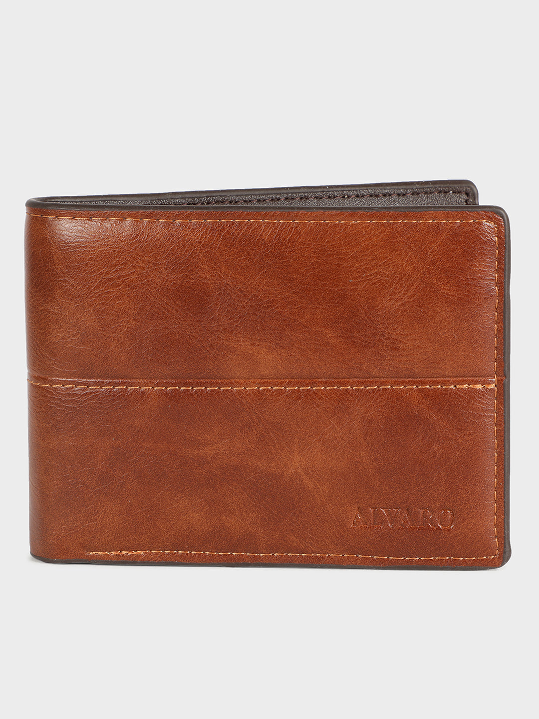 Tan Panel Stitch Leather Wallet