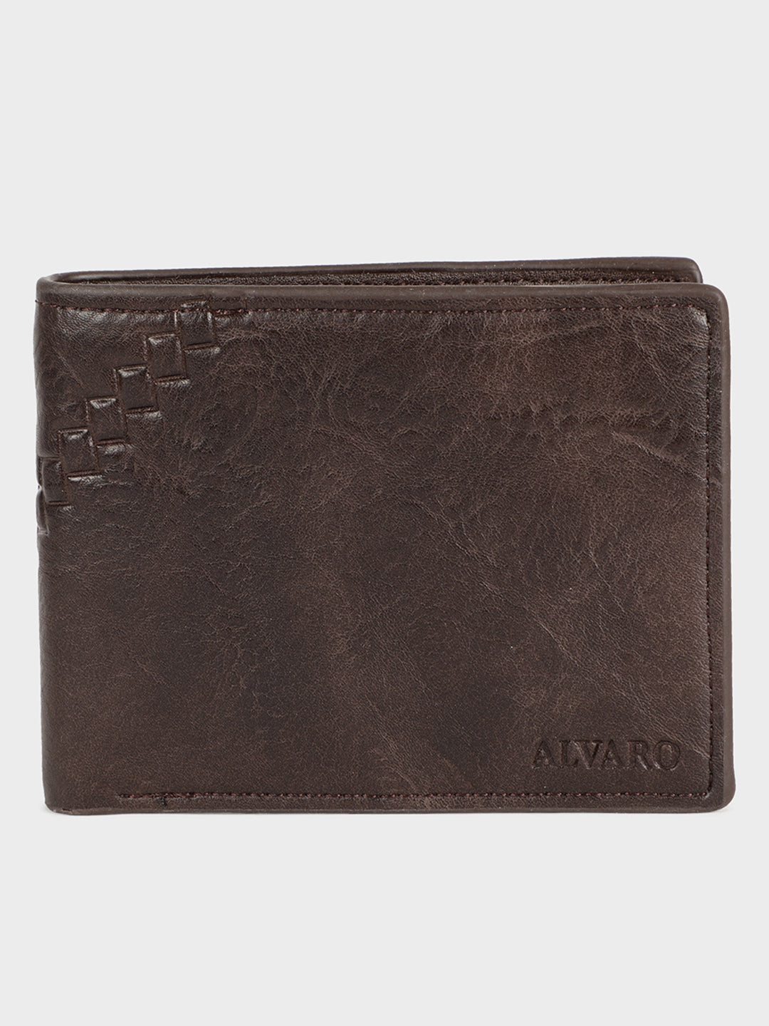 Brown Corner Stitch Leather Wallet