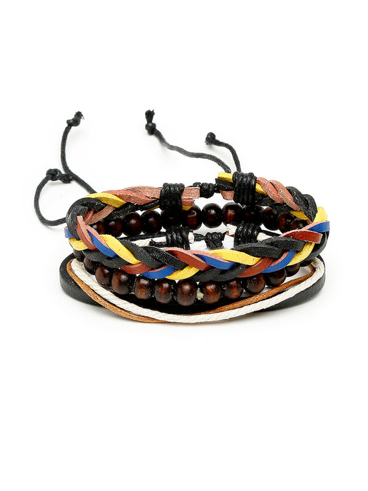 Alvaro CastagninoMen Set Of 3 Multicoloured PU Elasticated Bracelet
