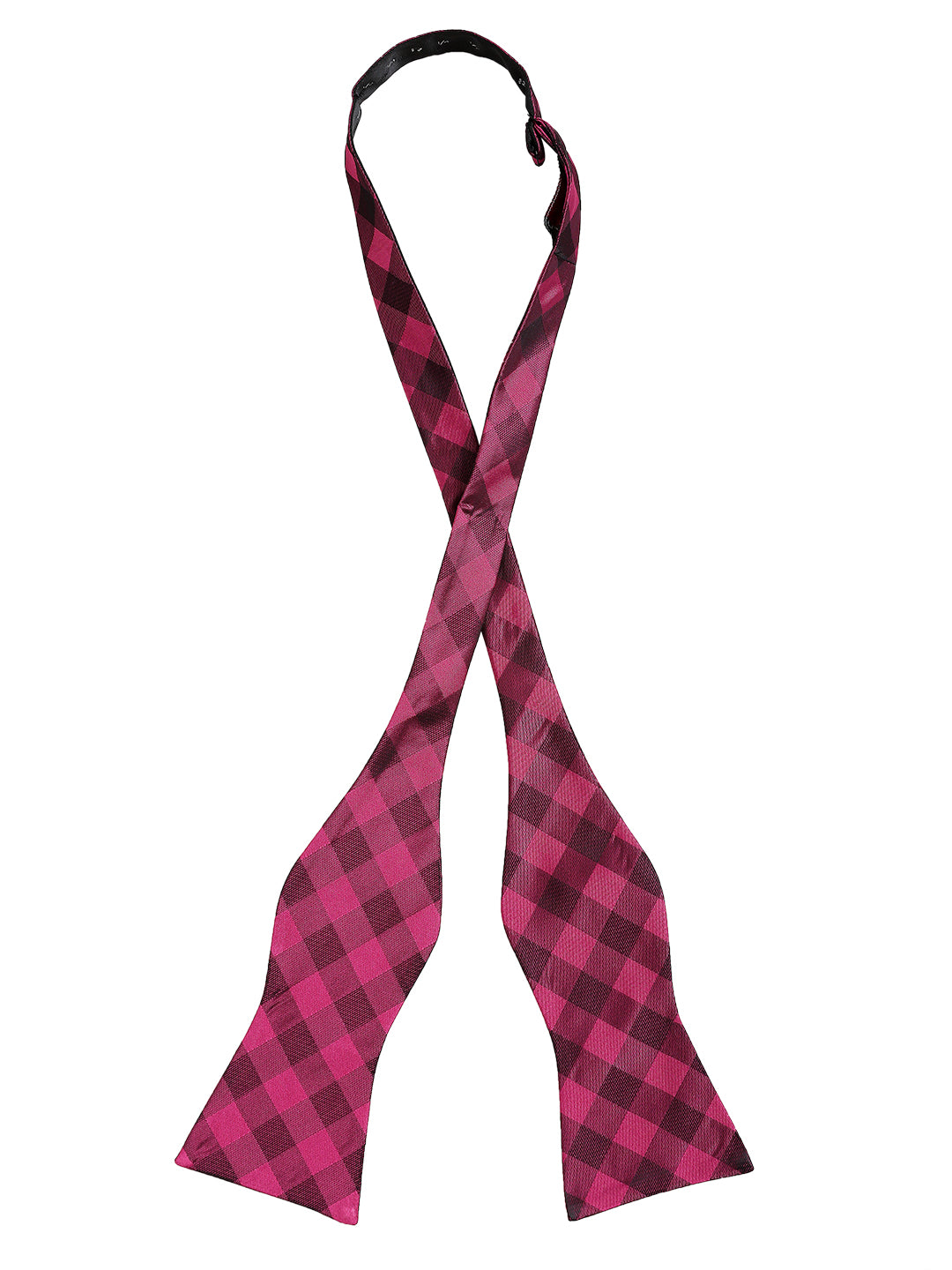 Pink & Black Checkered Self-Tie Bow Tie