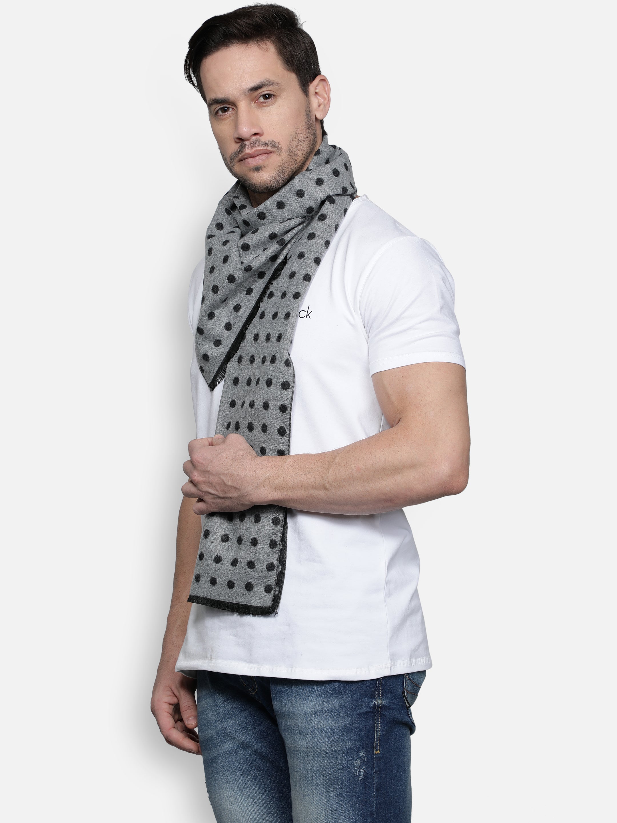 Alvaro Castagnino Men's Grey::Black Colored Check Viscose Muffler