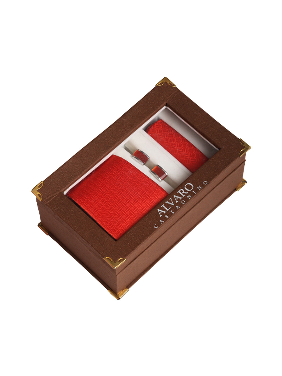 Alvaro Castagnino Men's Red Color Solid Design Gift Set