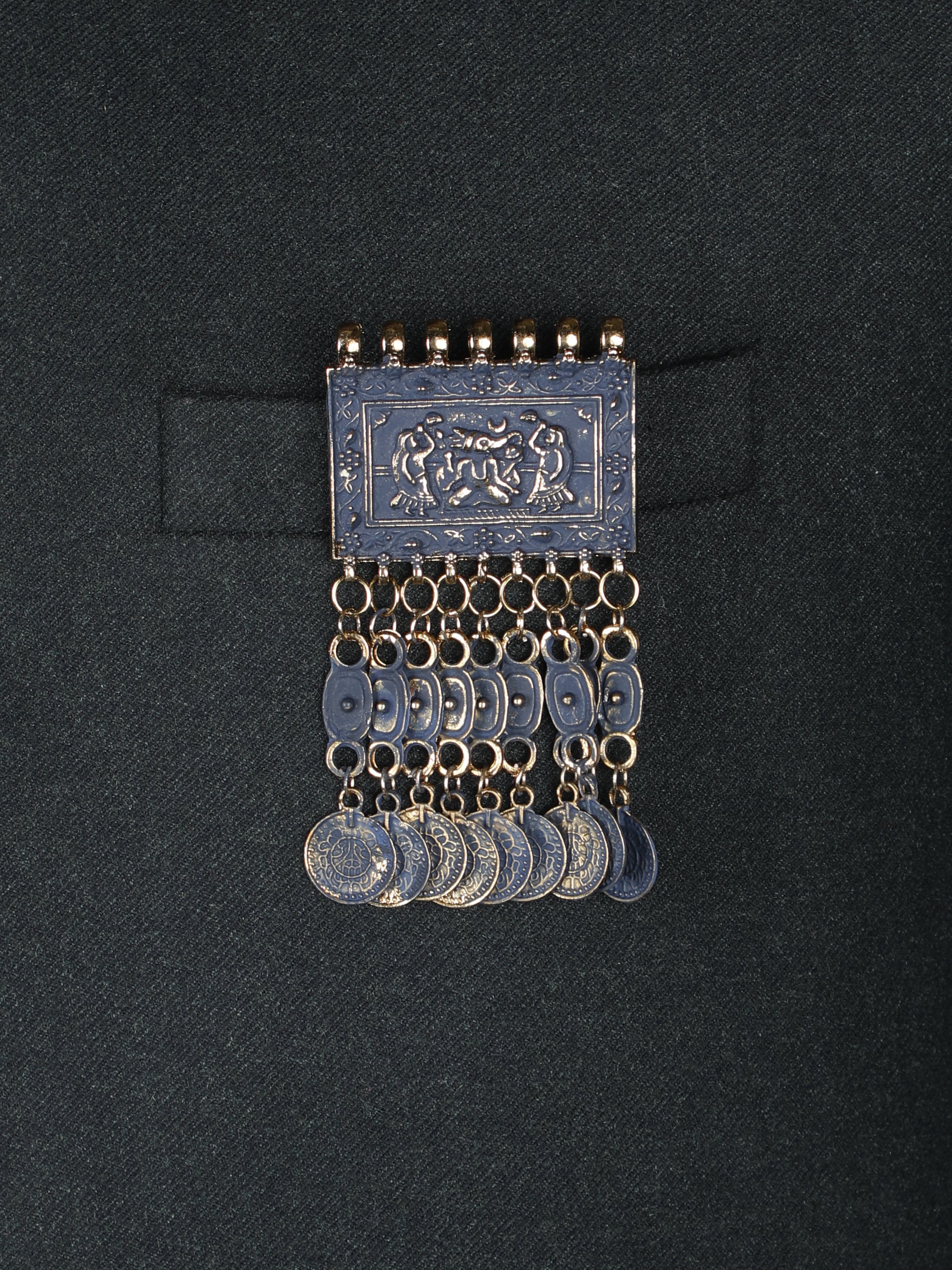 Alvaro Castagnino Metallic Gold::Blue Colored Fancy Brooch for Men