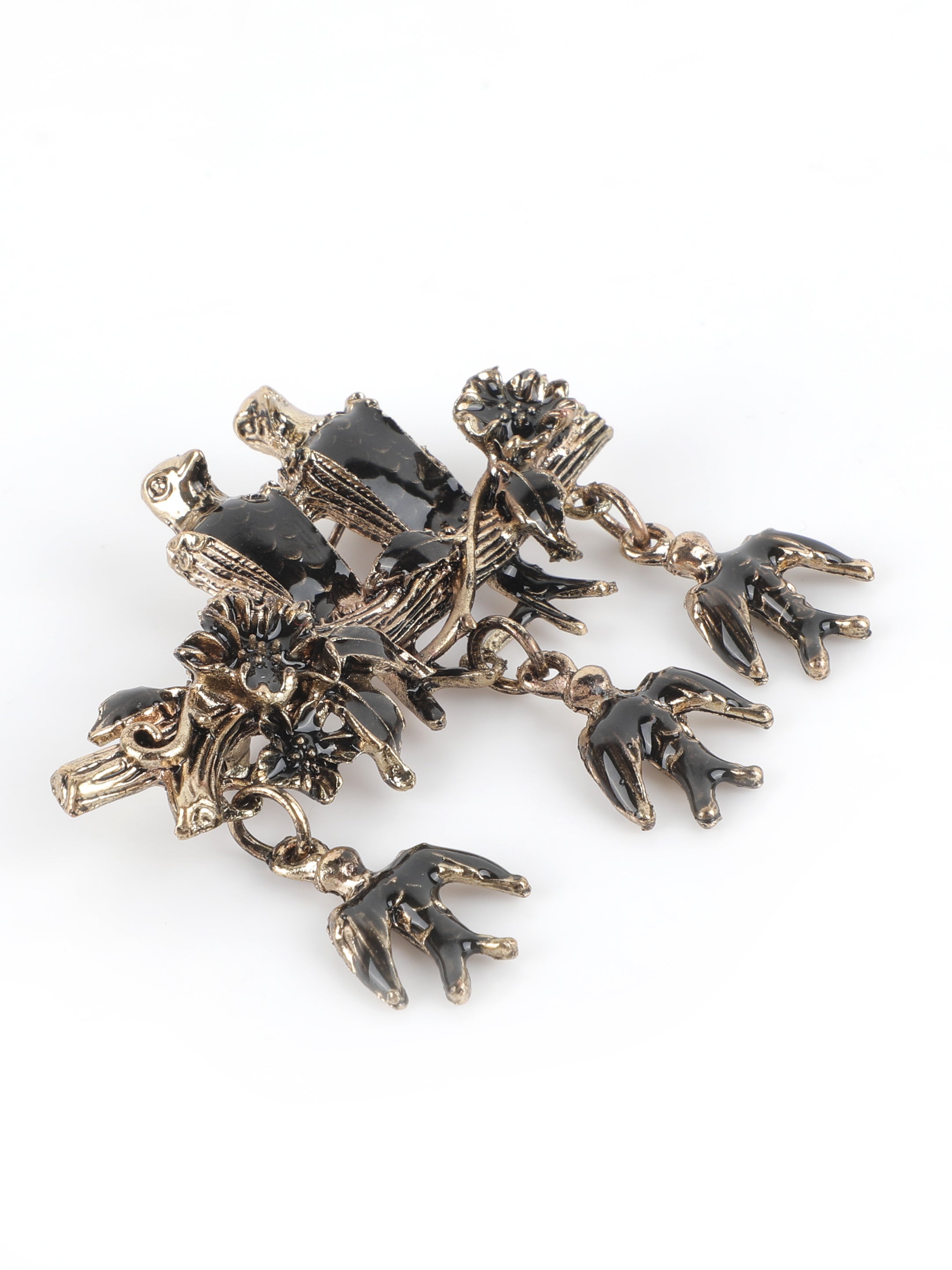 Alvaro Castagnino Metallic Gold::Black Colored Fancy Brooch for Men's