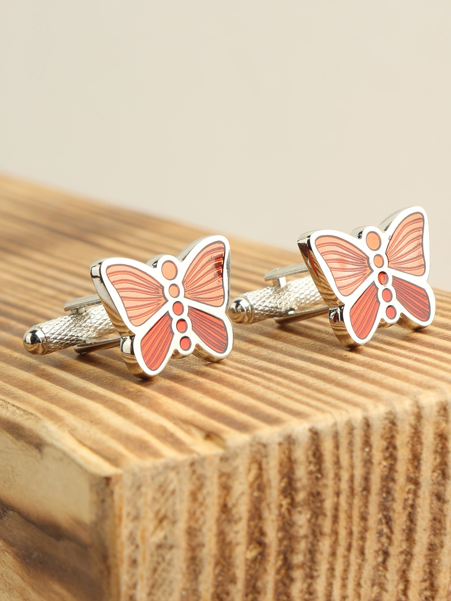 Alvaro Castagnino Red Coloured Butterfly Shape Fun Cufflink