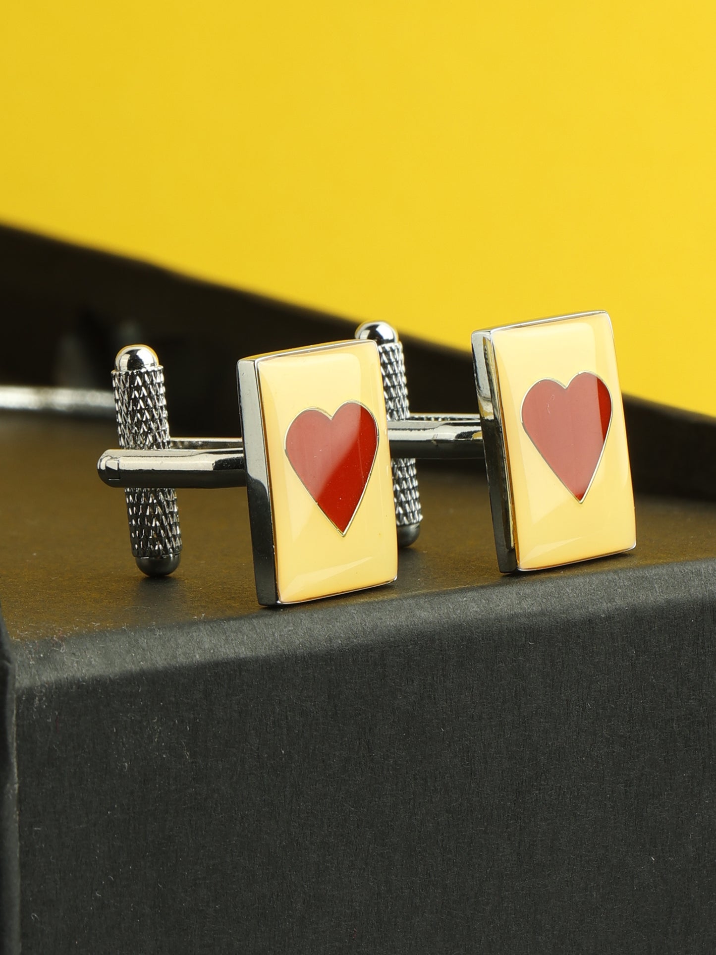 Alvaro Castagnino Red Coloured Heart Shape Fun Cufflink