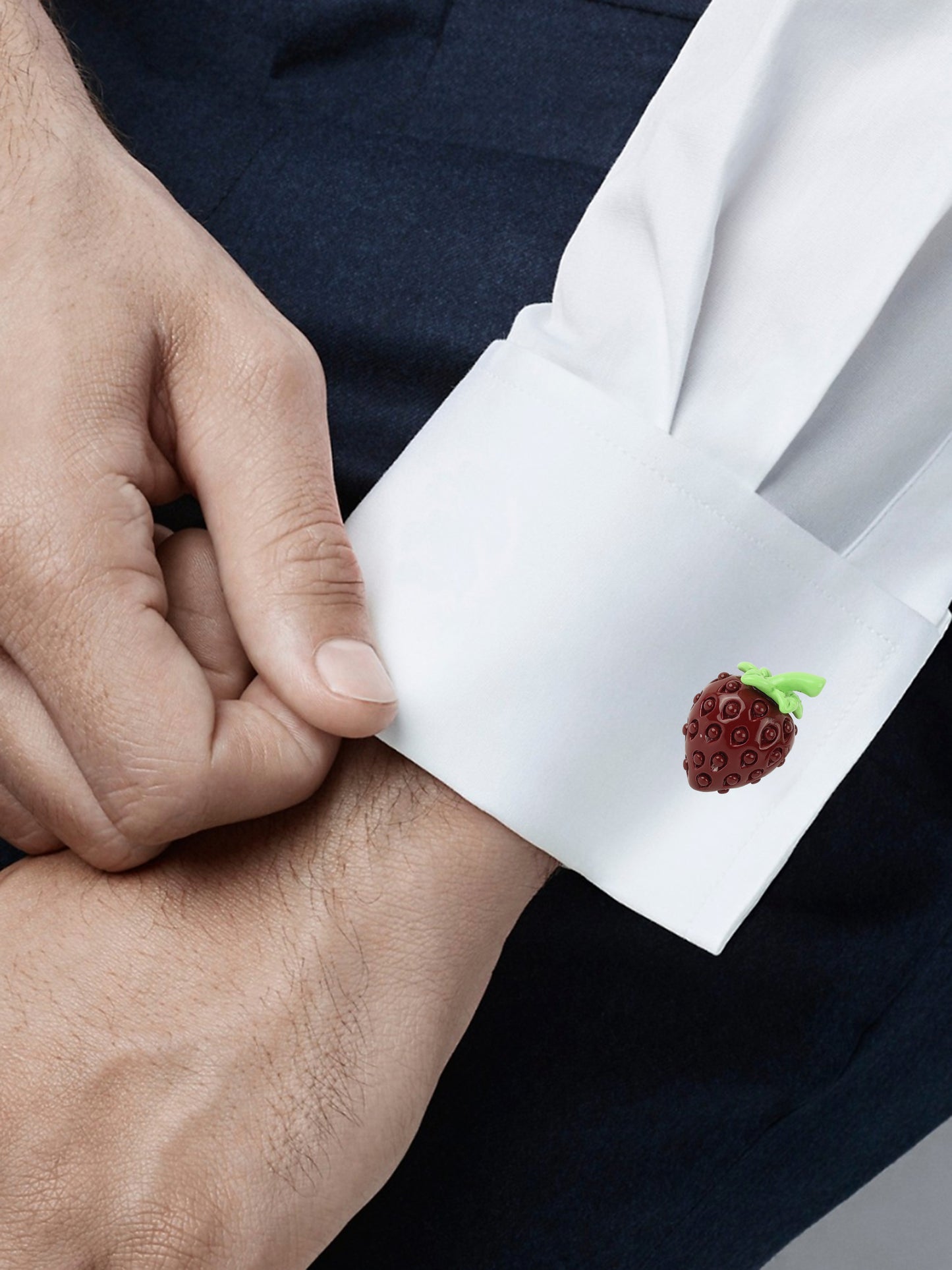 Alvaro Castagnino Red Coloured Strawberry Shape Fun Cufflink